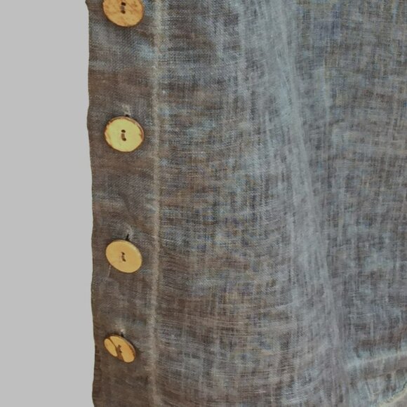 Inizio Italy Women Size S Linen Cropped Pants Buttons Blue/Gray Flowy Beachy - Picture 3 of 9